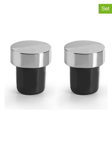 Ibili 2er-Set: Weinverschlüsse in Siber/ Schwarz - (H)3 cm