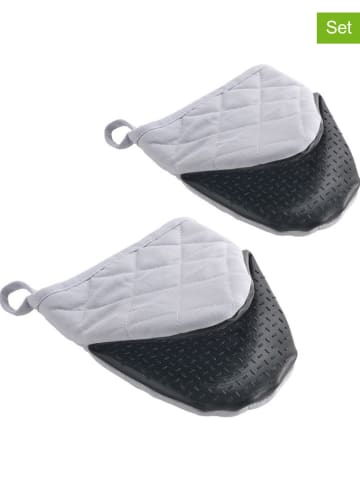 metaltex 2-delige set: ovenwanten grijs - (L)16 x (B)14 cm