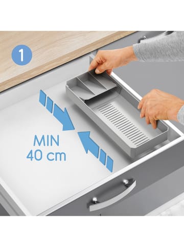 metaltex Organizer "Uni-Fit" w kolorze szarym na sztućce - 15 x 6 x 40 cm