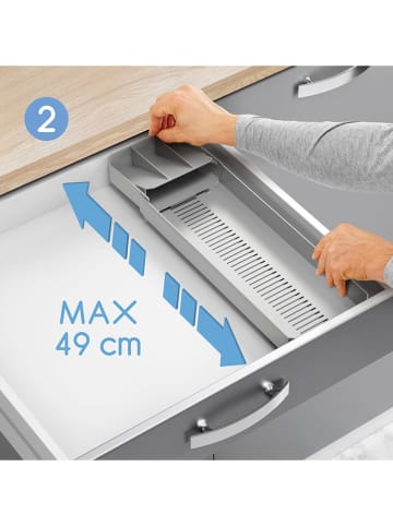 metaltex Besteck-Organizer ''Uni-Fit'' in Grau - (B)15 x (H)6 x (T)40 cm