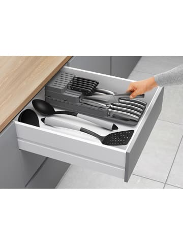 metaltex Messerblock ''Blade-Fit'' in Grau - (B)11 x (H)14 x (T)41 cm