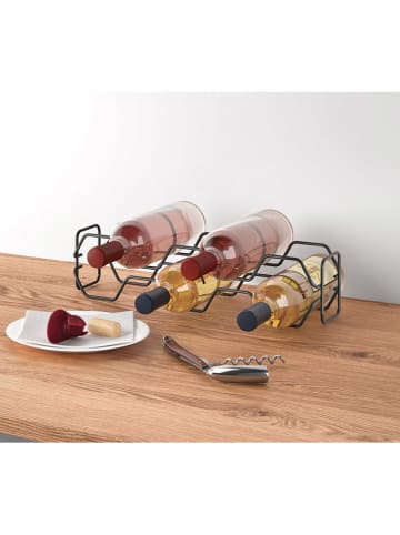 metaltex Regał "Hexagon" w kolorze czarnym na butelki wina - 43 x 11 x 12 cm