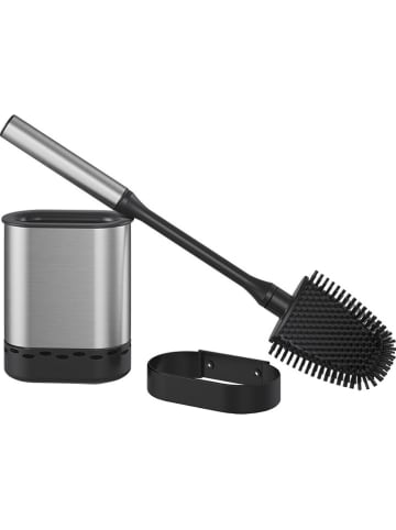metaltex WC-Bürste ''Cleany'' in Silber/ Schwarz - (B)12,8 x (H)47 x (T)7,4 cm