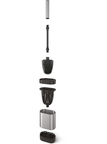 metaltex WC-Bürste ''Cleany'' in Silber/ Schwarz - (B)12,8 x (H)47 x (T)7,4 cm