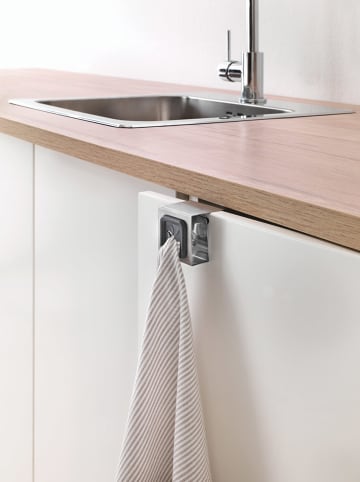 metaltex Uchwyt w kolorze srebrnym na ściereczki do naczyń - 5 x 5 x 4 cm