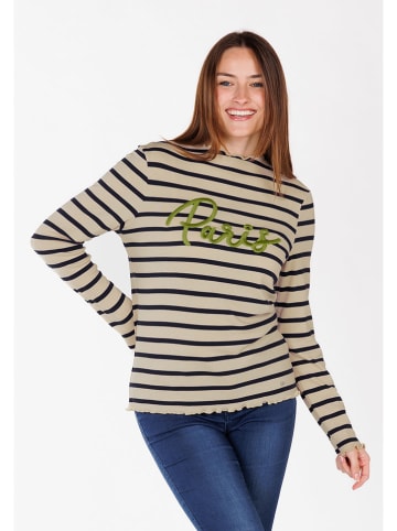 KEY LARGO Longsleeve "Beau" in Beige/ Dunkelblau