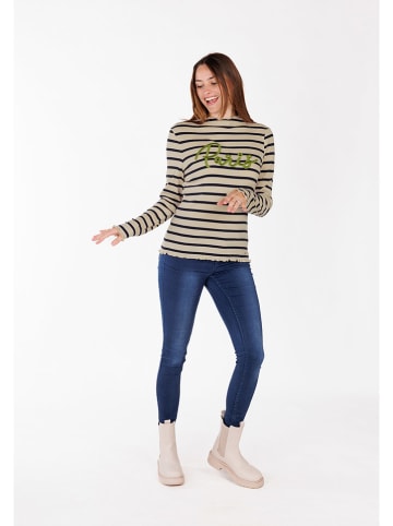 KEY LARGO Longsleeve "Beau" in Beige/ Dunkelblau