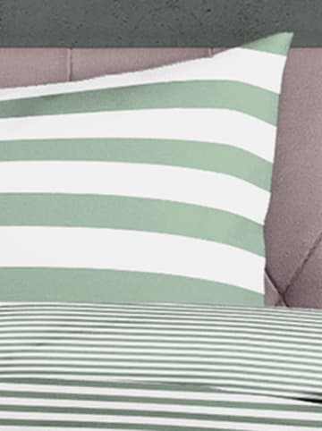 Bierbaum Seersucker-Bettwäsche in Grün/ Weiß