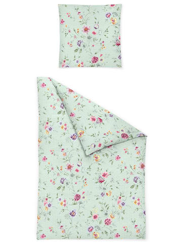 Bierbaum Seersucker-Bettwäsche in Mint/ Rosa/ Lila