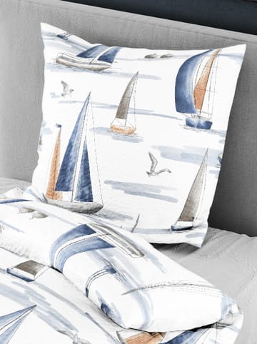 Bierbaum Seersucker-Bettwäsche in Weiß/ Blau