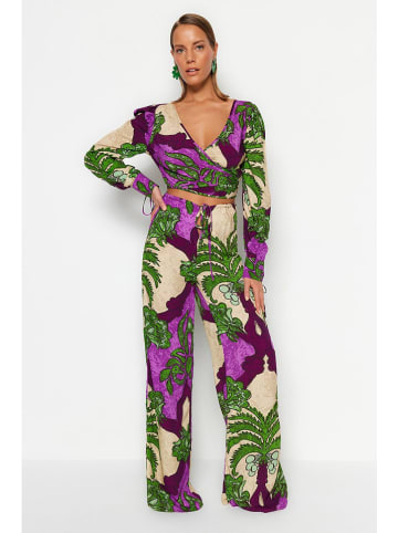 trendyol 2tlg. Outfit in Aubergine/ Beige