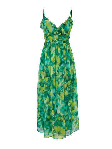 trendyol Kleid in Grün/ Gelb