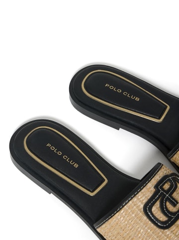 Polo Club Pantoletten in Schwarz/ Beige
