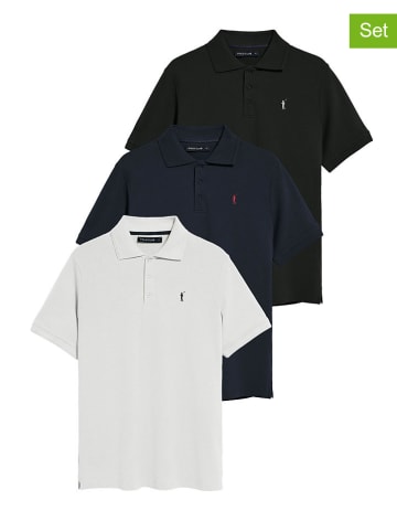 Polo Club 3-delige set: poloshirts - regular fit - wit/donkerblauw/zwart