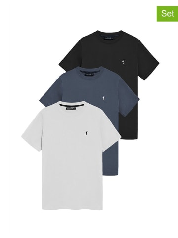 Polo Club 3er-Set: Shirts in Weiß/ Dunkelblau/ Schwarz