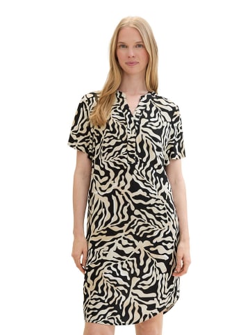 Tom Tailor Kleid in Schwarz/ Beige