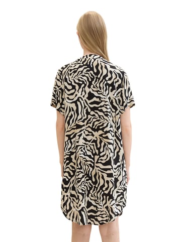Tom Tailor Kleid in Schwarz/ Beige