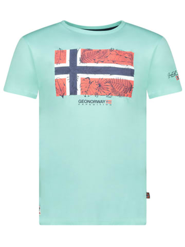 Geographical Norway Koszulka "Jpalm" w kolorze turkusowym