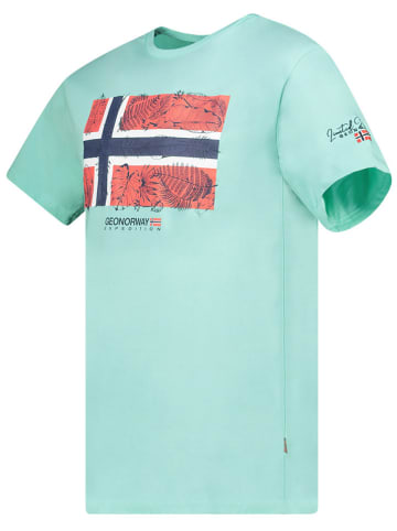 Geographical Norway Koszulka "Jpalm" w kolorze turkusowym
