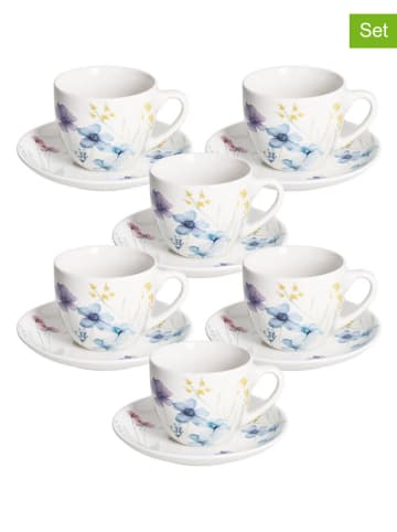Tognana 6-delige set: theekoppen wit/meerkleurig - 100 ml