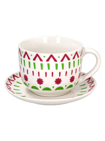 Tognana 2tlg. Set: Jumbotasse "Milk & Mandala" in Grün/ Pink - 570 ml