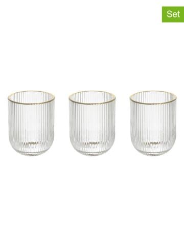 Tognana 3er-Set: Gläser "Eclipse" in Transparent/ Gold - 300 ml