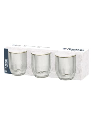 Tognana 3-delige set: glazen "Eclipse" transparant/goudkleurig - 300 ml