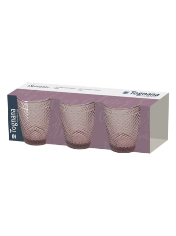 Tognana 3-delige set: glazen "Diamante" lichtroze - 300 ml