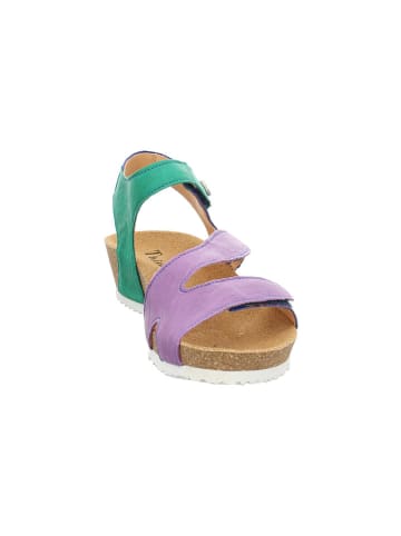 Think! Leder-Sandalen in Grün/ Lila/ Blau