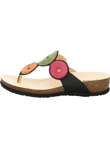 Think! Leder-Zehentrenner in Schwarz/ Orange/ Pink
