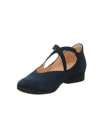 Think! Leder-Spangenballerinas in Dunkelblau