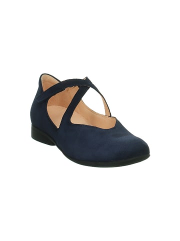Think! Leder-Spangenballerinas in Dunkelblau