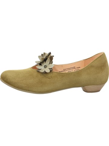 Think! Leder-Ballerinas in Khaki