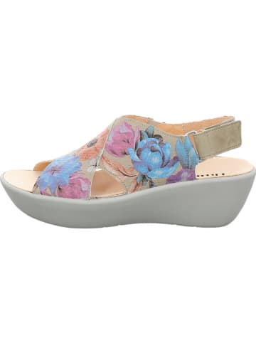 Think! Leren sleehaksandalen beige/meerkleurig