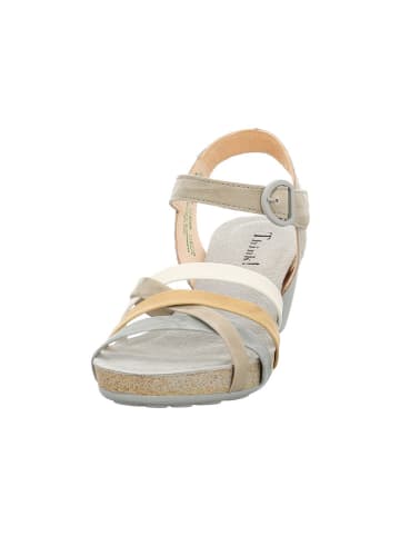 Think! Leder-Sandaletten in Khaki/ Bunt