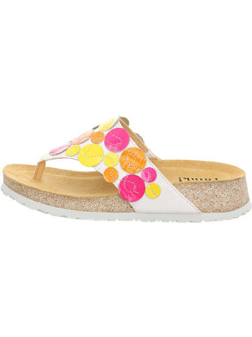 Think! Leren teenslippers wit/geel/roze