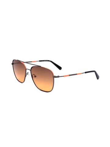 Calvin Klein Unisex-Sonnenbrille in Schwarz/ Hellbraun
