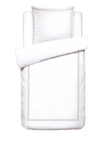Chevignon Satin-Bettwäsche-Set ''Saint-Tropez'' in Weiß/ Taupe