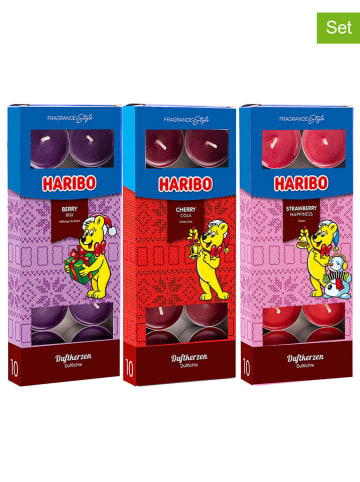 Haribo 3er-Set: Teelichter "Haribo" in Rot/ Lila - 3x 10 Stück