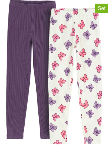 COOL CLUB 2er-Set: Leggings in Lila/ Creme