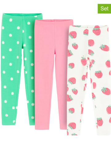 COOL CLUB 3er-Set: Leggings in Grün/ Rosa/ Weiß