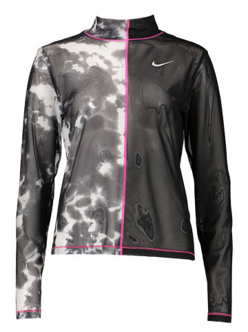 Nike Koszulka sportowa "Patchwork Dyed" w kolorze czarno-biało-różowym