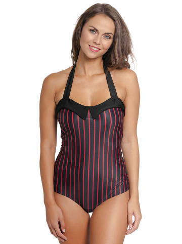 Pussy Deluxe Badeanzug in Schwarz/ Rot