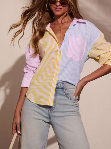 Milan Kiss Bluse in Gelb/ Hellblau/ Rosa
