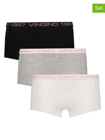 Vingino 3er-Set: Boxershorts in Grau/ Schwarz/ Weiß