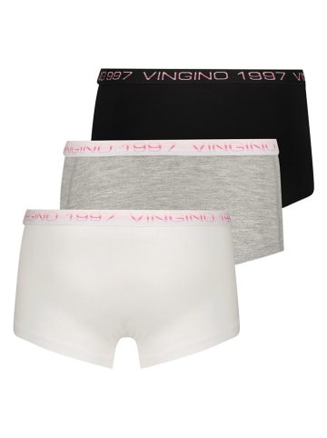 Vingino 3er-Set: Boxershorts in Grau/ Schwarz/ Weiß