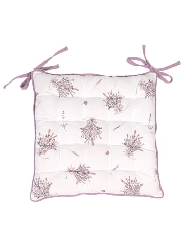 Clayre & Eef Stoelkussen wit/paars - (L)40 x (B)40 cm