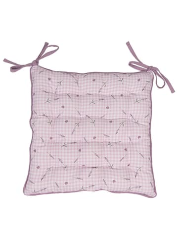 Clayre & Eef Stuhlkissen in Weiß/ Lila - (L)40 x (B)40 cm