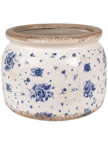 Clayre & Eef Blumentopf in Creme/ Blau - (H)15 x Ø 20 cm