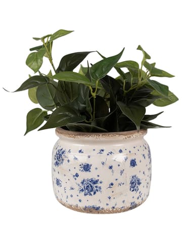 Clayre & Eef Blumentopf in Creme/ Blau - (H)15 x Ø 20 cm